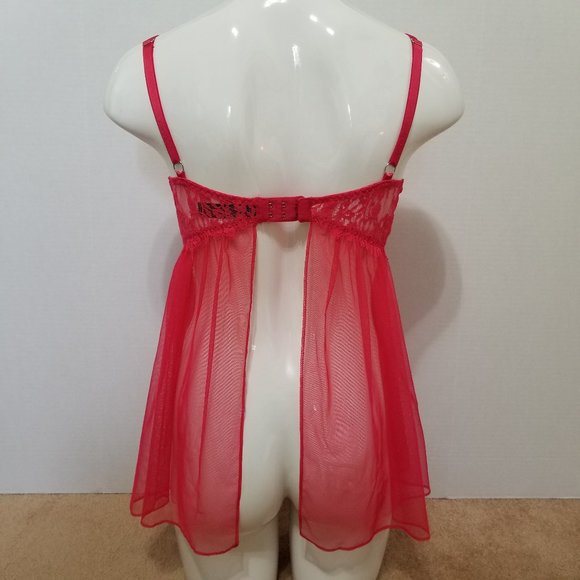 Victoria's Secret babydoll 36C sheer chiffon push-up floral lace eyelash trim - Picture 3 of 16